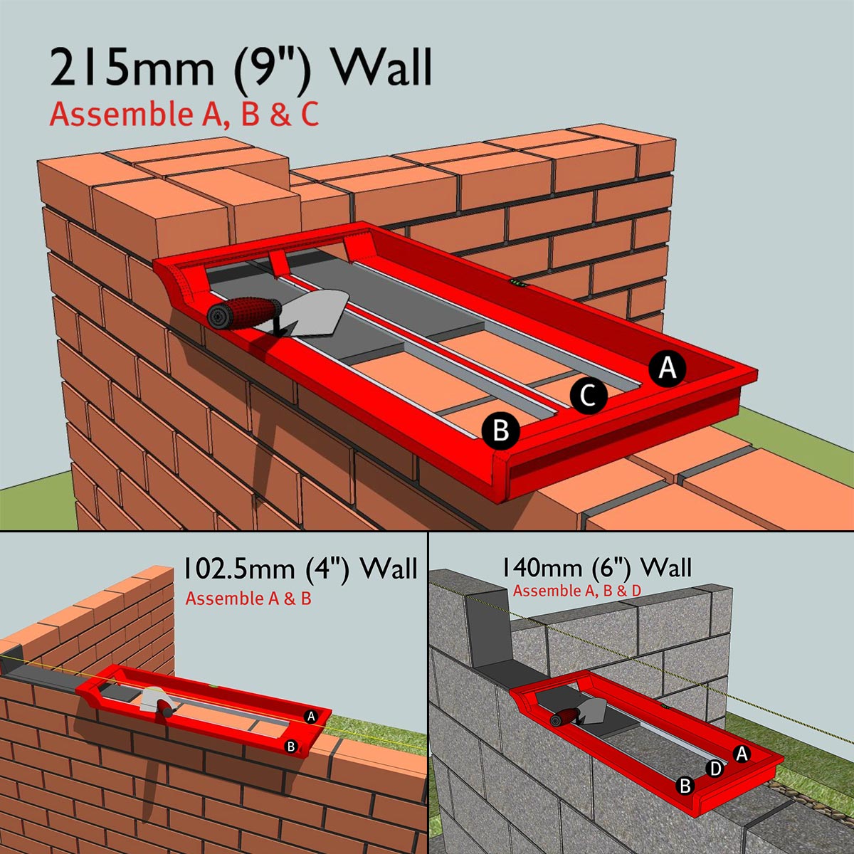 The New Bricky® - Brick Laying Tool PLUS Brick Tape