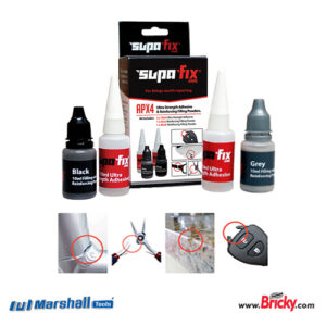 Supa-Fix can be used just like traditional superglue but when combining the filling powders provided Supa-Fix will do what Superglue won’t.